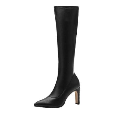 2025秋冬新款漆皮侧拉链高跟靴