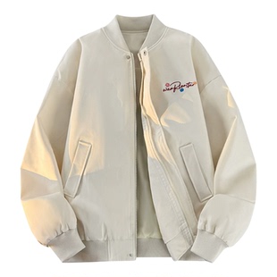 悟空有货潮牌美式花卉字母刺绣飞行员夹克男复古宽松情侣百搭外套