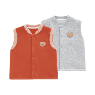 拉比儿童全开马夹加绒保暖不倒绒男女童2025秋冬新款休闲百搭马甲