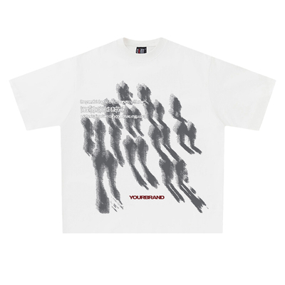 Shadowy 印花 模糊figure街头人影复古潮牌bf风宽松休闲短袖T恤
