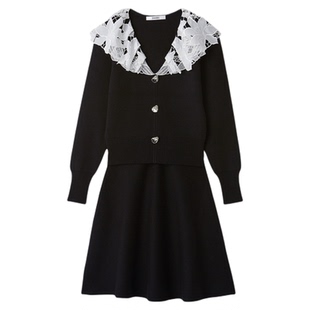 SNIDEL2026春夏新品甜美蕾丝V领针织衫高腰半身裙套装SWNO261320