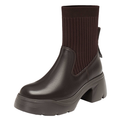 思加图新款Blackbird弹力靴袜靴中筒靴厚底女靴EZJ04DZ4