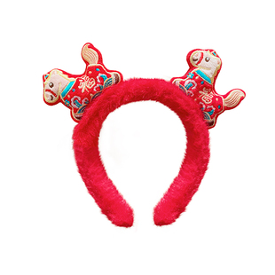 2026新春马年发箍幼儿园儿童学生拍照表演红色喜庆跨马年头箍发饰