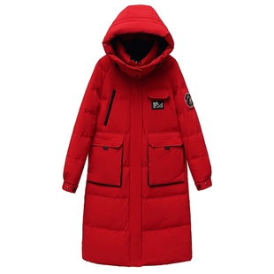 波斯顿中国红羽绒服女款本命年大红色波士顿官方旗舰店男士中长款