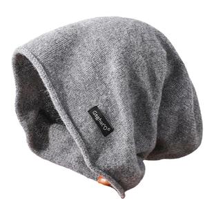 灰色毛线帽冷帽女秋冬大头围针织保暖堆堆帽子新款羊毛护耳包头帽