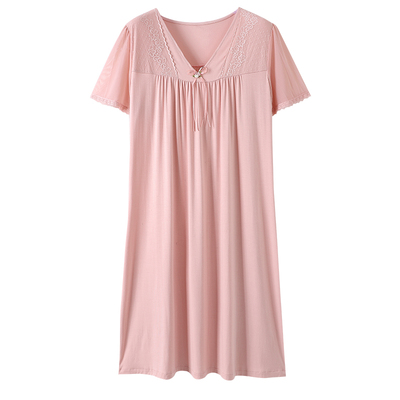 莫代尔高贵风夏季宽松中年睡裙女