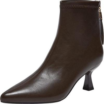 百思图2025冬季新款气质通勤细高跟法式小踝靴尖头女短靴F5316DD5