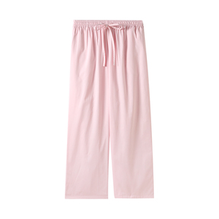 美标春夏新款纯棉睡裤女梭织贡缎全棉居家长裤休闲可外穿家居裤子