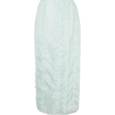 CECILIE BAHNSEN 夏季女荷叶边真丝中长半身裙