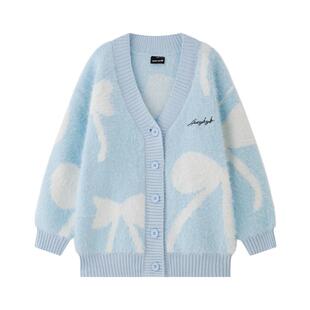 【YKYB黄子韬主理品牌】潮流设计甜美蝴蝶印花针织开衫长袖外套女