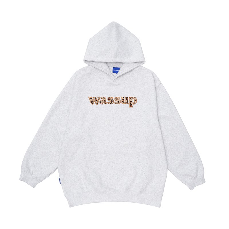 WASSUP豹纹字母刺绣重磅卫衣潮牌
