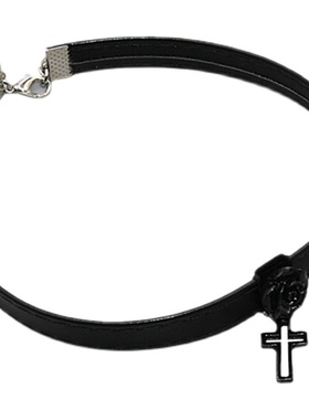 rc暗黑冷淡黑玫瑰带哥特皮质颈链