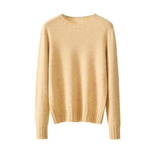 春竹无缝100%羊毛秋冬新款圆领花纱高级感减龄针织打底衫女羊毛衫