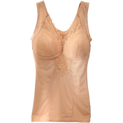 带胸垫薄绒美体收腹塑身保暖背心