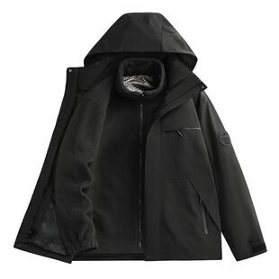 探觅冲锋衣男女三合一可拆卸防风防水户外登山服新款加绒加厚外套