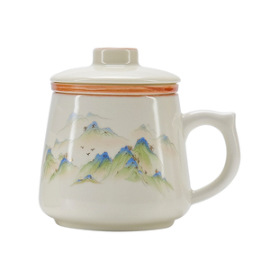 茶水分离茶杯陶瓷泡茶杯办公室带盖过滤喝茶单个人专用马克杯定制