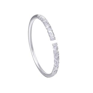 香港正生足银999韩版冷淡风小众设计纯银镯子金箍棒情侣手镯饰品