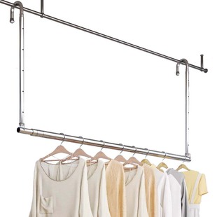 晾衣架家用阳台伸缩晾衣杆升降凉衣捍吊挂不锈钢免打孔晒被子神器