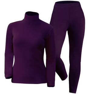 女士秋衣裤加绒加厚上衣长袖中老年人保暖内衣高领秋裤套装打底衫