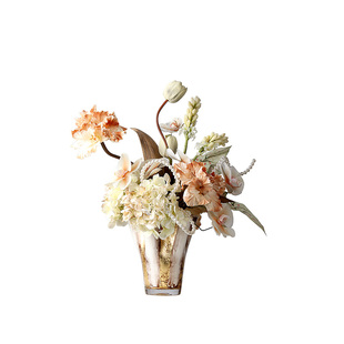 法式轻奢白金玻璃花瓶插花架空层酒店客厅餐桌玄关花艺高级感摆件