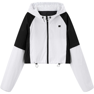 太平鸟轻薄透防紫外线防晒外套女套装夏装新款时尚撞色防晒衣