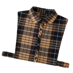 春秋冬新款磨毛格子假领子女士多功能百搭假领衬衣领装饰衬衫领子