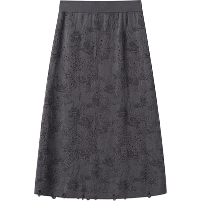 播商场同款针织提花半身裙女25春秋新款灰色直筒裙子BDS1BD1255