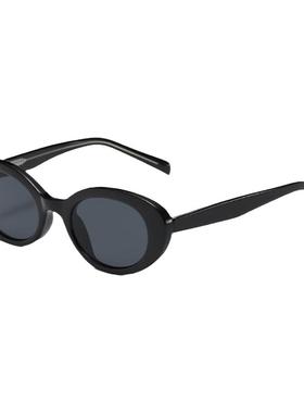 港风复古椭圆凹造型痞帅墨镜ins