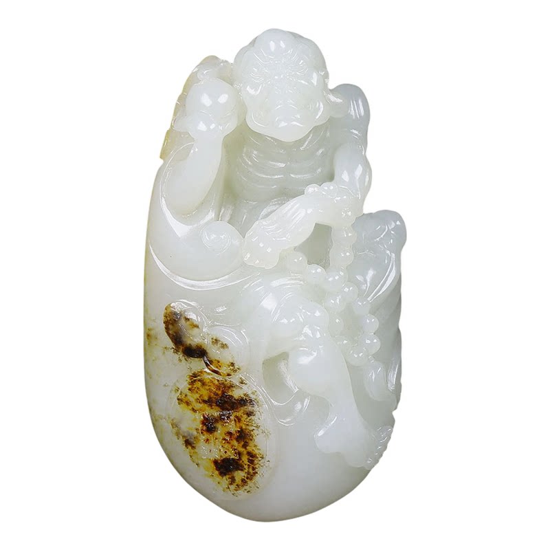 （古晨珠宝）新疆和田玉白玉籽料罗汉手把件手玩 160g