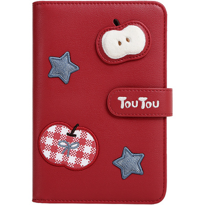 TOUTOU红色苹果护照夹钱包一体女