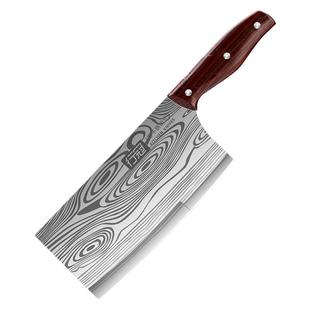 行冠大马士纹菜刀不锈钢厨房家用切片切肉砍骨刀锋利厨师斩切两用