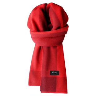 回力马年限定围巾男冬季保暖情侣百搭格纹围脖圣诞新年好运百搭款