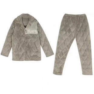 都市丽人睡衣FH31J9男士三层夹棉晶粒绒保暖蓄热开衫家居服套装