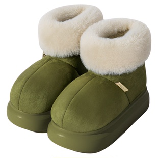 多巴胺高帮棉鞋女冬季新款加绒包跟棉拖鞋厚底雪地靴保暖外穿居家