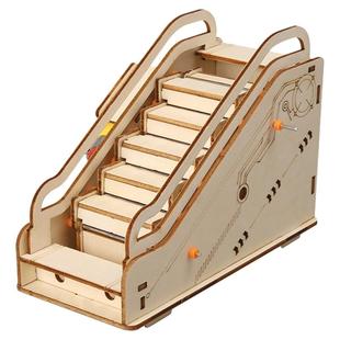 木制手工自动扶梯diy机械传动模型儿童stem物理启蒙科学实验套装