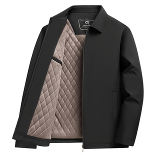 冬季羊毛棉服翻领夹克男士商务休闲保暖加绒加厚中老年爸爸装外套