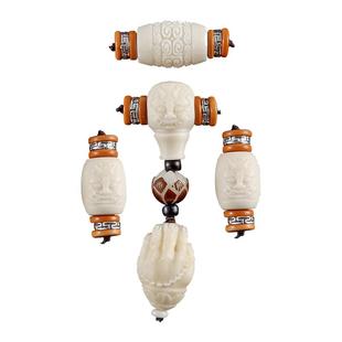 象牙果三通配饰套装108佛珠星月金刚菩提文玩手串套餐四件全套男