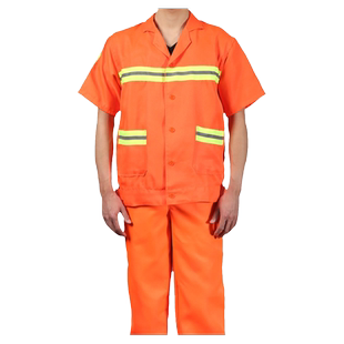 夏季短袖环卫工作服套装透气清洁公路养护工人物业保洁反光安全服