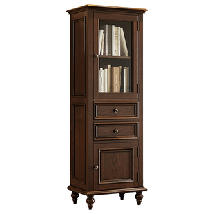 美式乡村实木酒柜边柜复古做旧单开门餐边柜储物柜收纳柜高柜家具