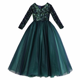 大码小学生公主裙儿童礼服女童连衣裙中大童闪亮演出服钢琴主持人