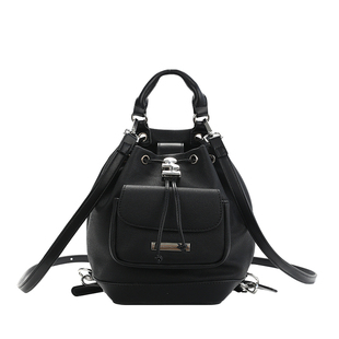 简着 /原创 罗卡小背包百搭黑色 3用·斜挎/双肩/手提 迷你水桶包