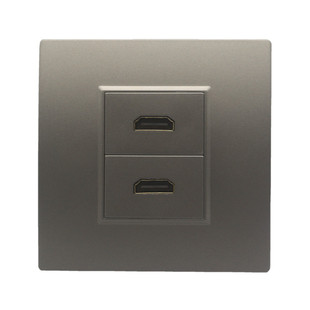 深灰色86型二位HDMI直插面板暗装双口母对母高清数字电视对接面板