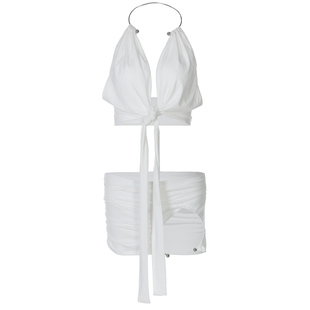 gusty【堕落天使】纯欲辣妹度假比基尼套装金属圆环挂脖吊带+短裙