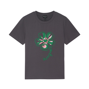 Juicy Couture橘滋T恤女26夏季新款灰色休闲花卉发泡印花短袖上衣