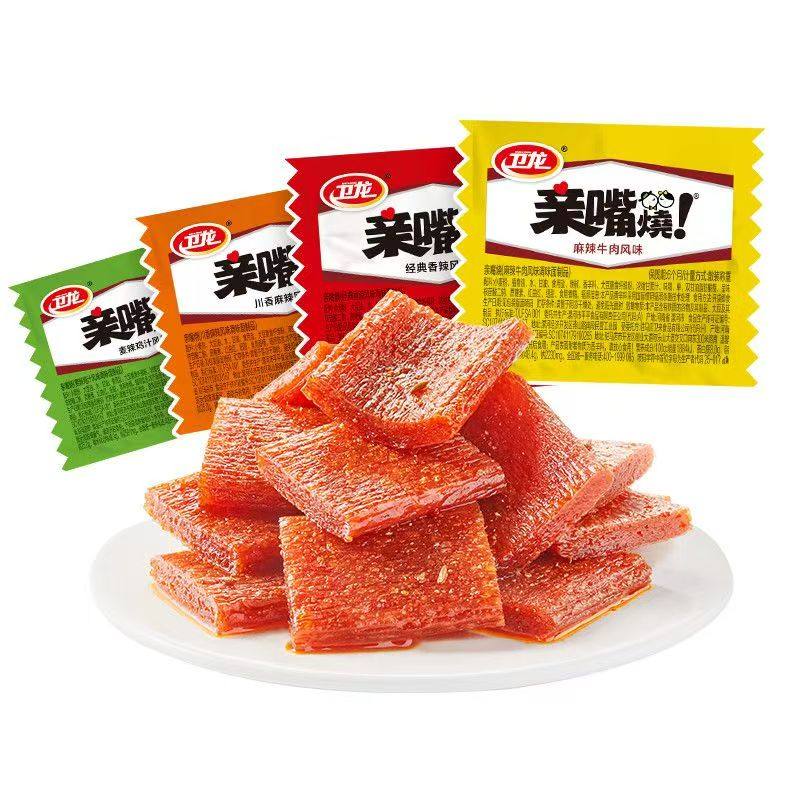 卫龙亲嘴烧辣条60包香辣麻辣鸡汁大刀肉经典儿时解馋休闲零食小吃