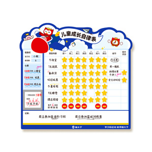猫太子儿童成长自律表奖励孩子的积分卡好习惯养成打卡记录表小学生幼儿园学习计划表励志家庭版积分榜墙贴纸