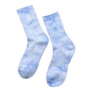 25潮牌袜子男女春秋薄款扎染NY刺绣舒适运动中筒袜纯棉篮球ins潮