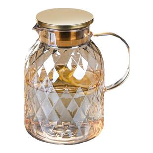 耐热玻璃凉水壶水杯果茶壶冷水壶大容量家用待客防爆琥珀蓝凌壶套