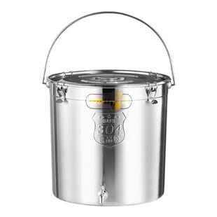 304不锈钢带扣桶密封米桶带盖油桶面桶幼儿园饭菜桶水桶带304龙头