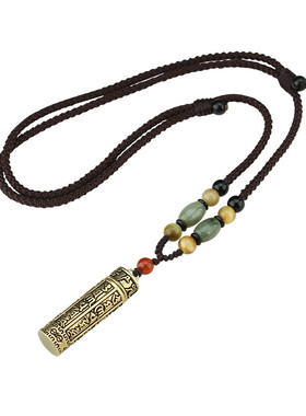 可打开项链黄铜吊坠复古风经文长款毛衣链百搭藏饰挂件车挂饰配饰